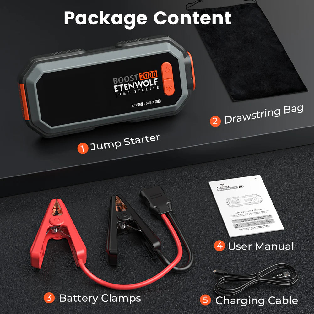 Partidor de Batería Portátil y Powerbank Etenwolf Helios J1 (2000A)