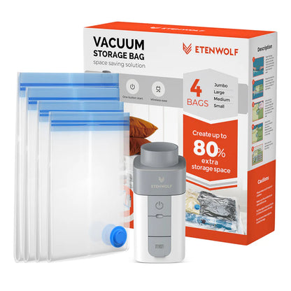 Kit de Bolsas de Vacío Etenwolf con Bomba Inalámbrica Recargable