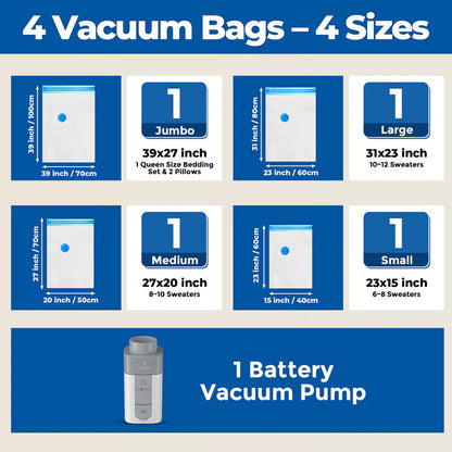 Kit de Bolsas de Vacío Etenwolf con Bomba Inalámbrica Recargable