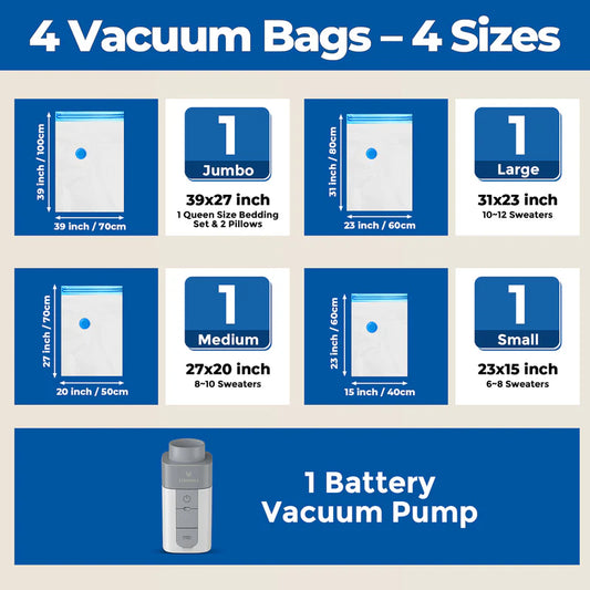 Kit de Bolsas de Vacío Etenwolf con Bomba Inalámbrica Recargable