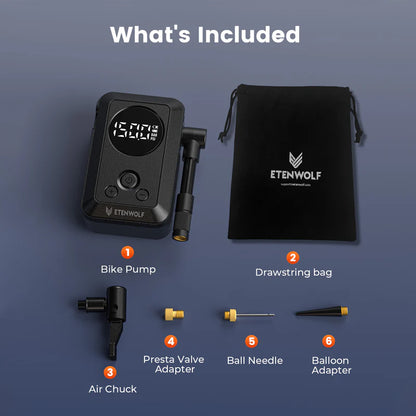 Mini Compresor Eléctrico de Bolsillo para Bicicletas Etenwolf S0 (150 PSI)
